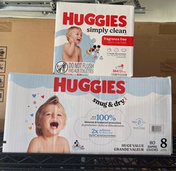 Huggies diapers size 8 and wipes