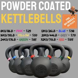  Powder Coated Kettlebells - Many Weights - Brand New. 