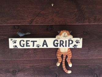 Decorative Wooden Wall, Garden, Shed Sign “Get A Grip”.   Approximately 12”