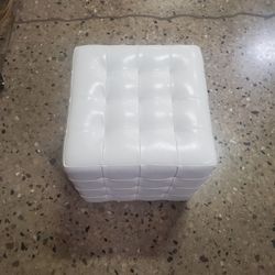 White Small Tufted Otoman 