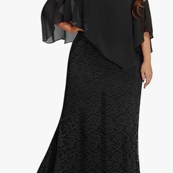 Cape Dress With Chiffon Overlay Size 26W - New!