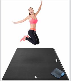 Gorilla Mats Large Exercise Mat - 6'x4', 7'x4', 7'x5', 8'x4', 10'x4' (1/4" Thick) - Ultra Durable Workout Mat for Home Gym Flooring - Non-Slip, Flat F
