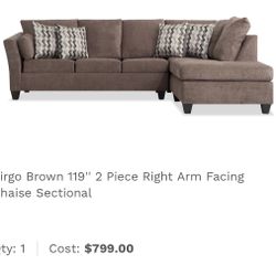 Amazing Brown 2 Pc Sectional  For Sale 