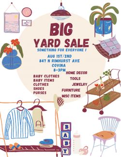 Big yard sale Aug 1-2nd