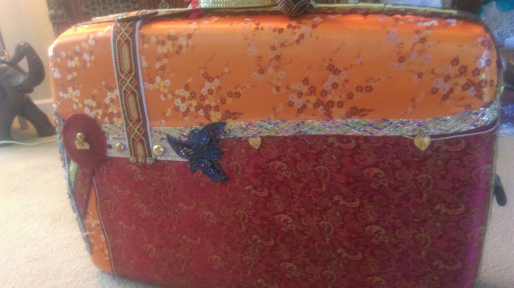 Boho bohemian India/Asia handmade art luggage