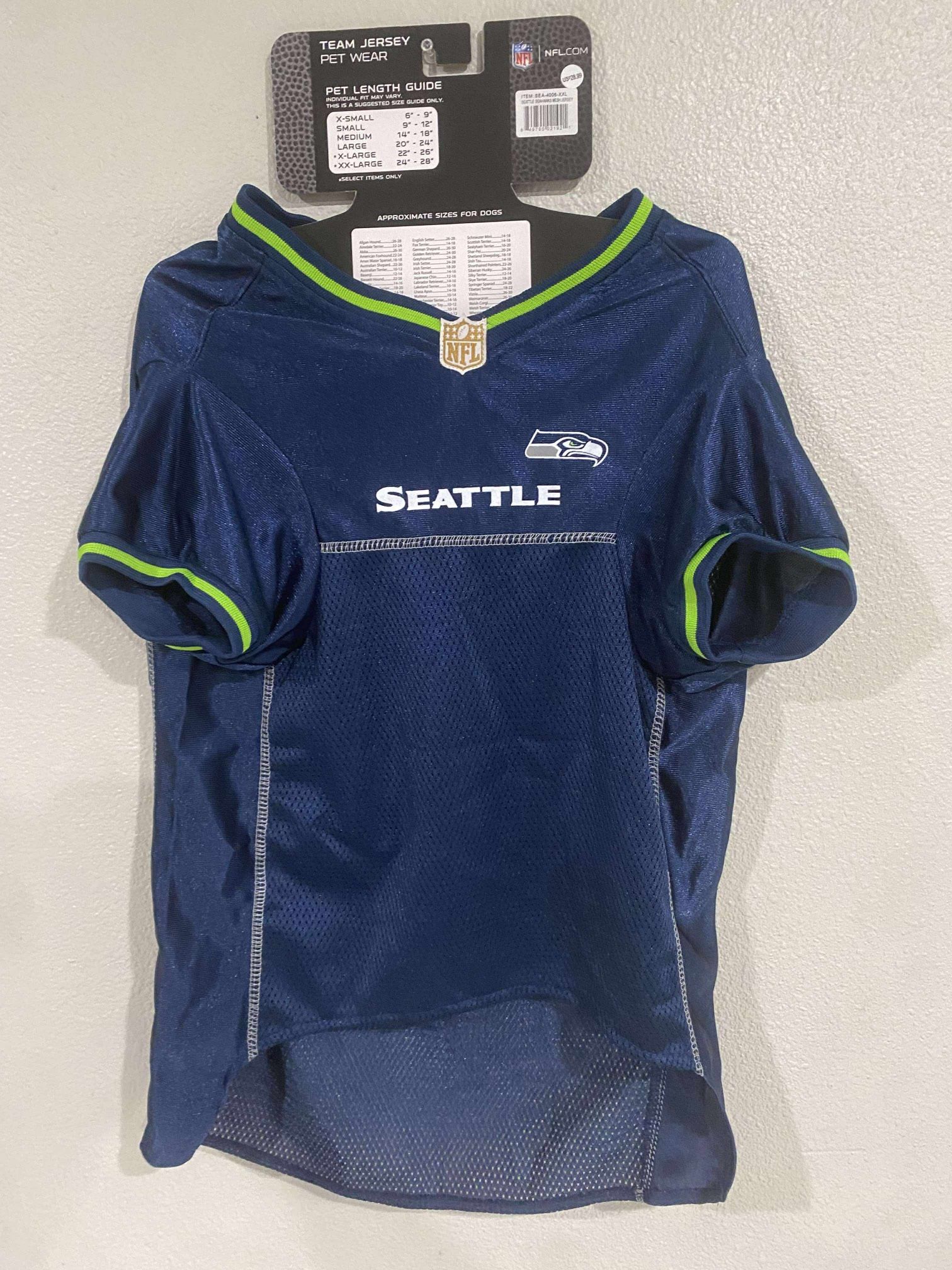 Seattle Seahawks Dog Jersey XXL Dog Pet Team Jersey Shirt