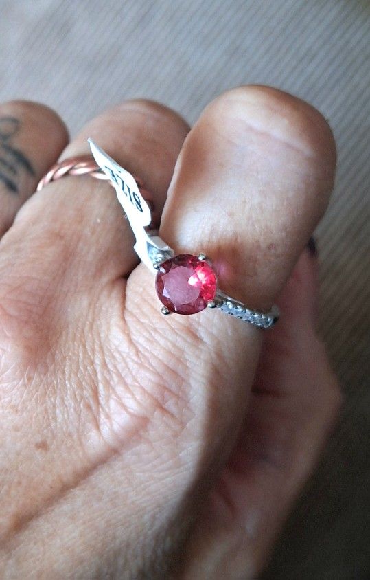 Ring Size 8 Orange Silver