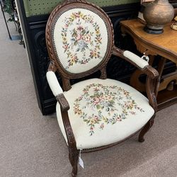 Antique Floral Needle Point Side Chair