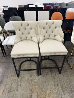 Counter Height Bar Stools Set of 2 for Kitchen Island, Modern Bar Stools with Backs