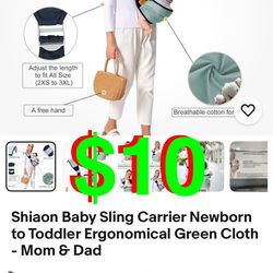 Baby Sling Carrier Newborn to Toddler Ergonomical Green Cloth - Mom & Dad