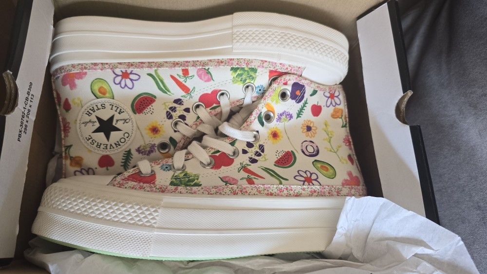 Womens Shoes Converse Chuck Taylor All Star Lift Hi - A06063 Egret/Green Beam