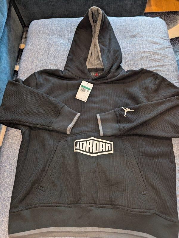 Nike Jordan Sport DNA Black/Gray Sweatshirt Hoodie Waffle Fleece DC9644-010, XL