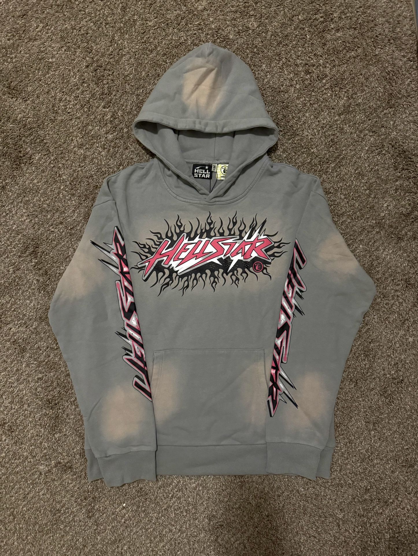 Grey And Pink Hellstar Hoodie