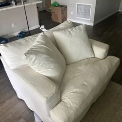 White Plush Oversized Love Seat – Super Soft | Seats 3 Comfortably