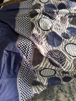 Blue and Grey Animal Print Mixed Pattern Shower Curtain