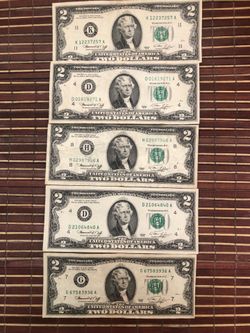 (5) 1976 various conditions $2 dollar notes