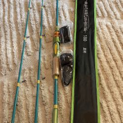 HAUT TON 3-Piece Carbon Fiber Fishing Rod Set with Carrying Case – 1.8m (6ft) – Brand New