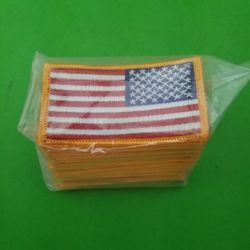 Reverse 3-1/4" x 1-7/8" American Iron On Flag Patch Military Embroidered 25 pack