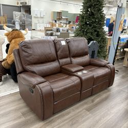 New Brown Manual Rocker Loveseat 