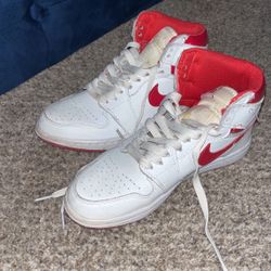 Red and white nike jordan 