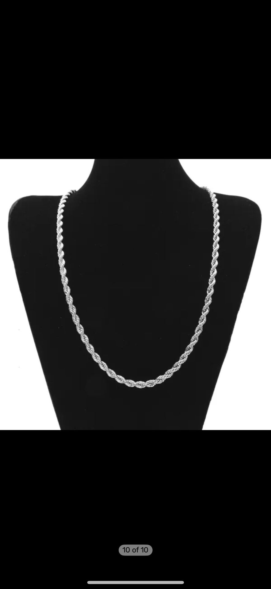 Silver Neck Necklace-6.5mm Twisted Rope Chain