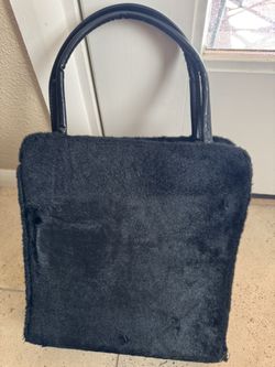 Vintage 1950 Faux Fur Black Purse