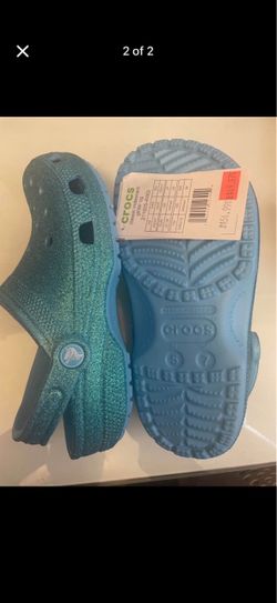 Crocs Classic Blue Sparkle Clogs Size 5M/7W