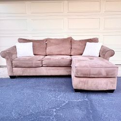 Brown Microfiber Reversible Sectional Couch Sofa