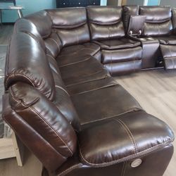 New Power Sectional Sofa With Three Power Recliners On Sale Now Don’t Miss