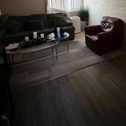 Sofa And Red Leather Recliner
