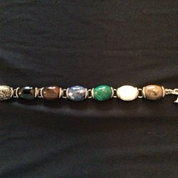 Sterling Silver Bracelet With Semi Precious Stones