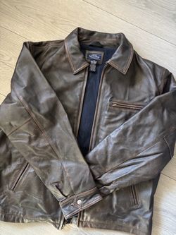 Vintage Sonoma Leather Bomber Jacket Brown Distressed - Men's Large