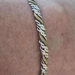 Vintage MEXICO DESIGNER LATON STERLING SILVER& BRASS BANGLE BRACELET