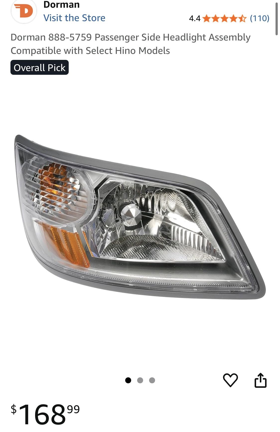 Passenger Side Headlight Assembly Compatible with Select Hino Models
