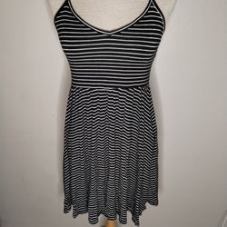 SO Brand Juniors Black White Striped Strappy Skater Dress Size S