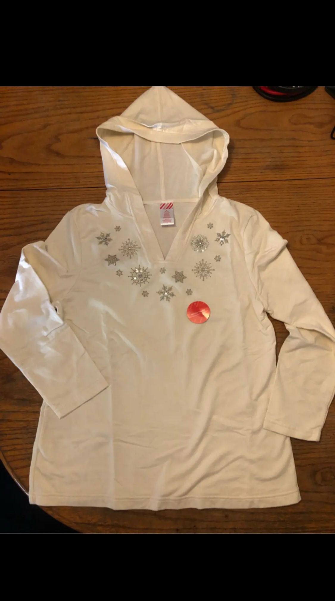 Holiday Sequins Ornaments Hoodie Sweater Size M 8 /10