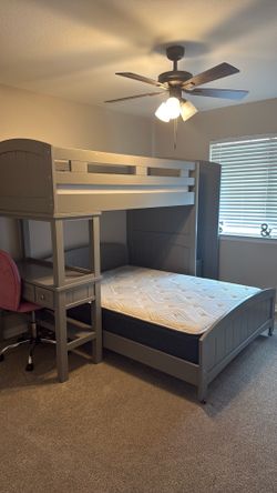 Step Bunk Bed Twin Over Full with Desk/ Mattresses included