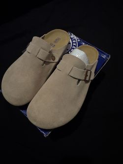 Birkenstock Boston Suede Clogs (Tan/Taupe) with Box