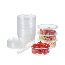 Open Box FULING [50 Set - 8 oz. Plastic Deli Food Storage Containers With Lids Disposable Clear Small Togo Containers …