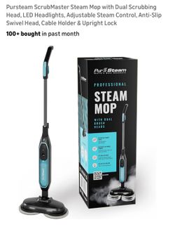 Pursteam ScrubMaster Steam Mop with Dual Scrubbing Head,