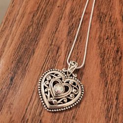 FINAL PRICE  Sterling Silver 20" Chain with Heart Pendant