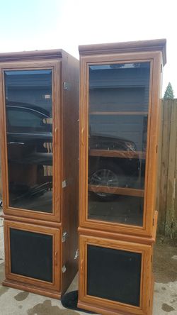 Wooden cabinets with glass doors