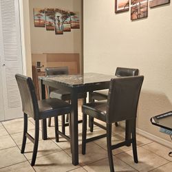 Counter Height Faux Mable Table Dining Set