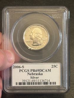 2006-S Nebraska Silver Quarter PCGS PR69DCAM