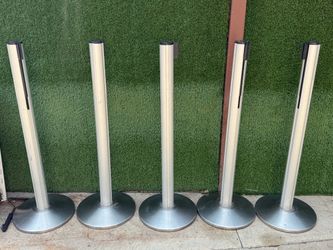 6 Silver Retractable Belt Stanchions