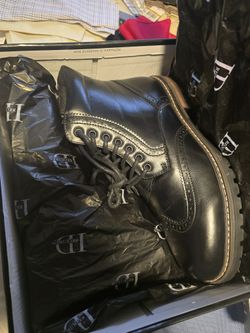 Mens Black Boots w/ Zipper Sz 9