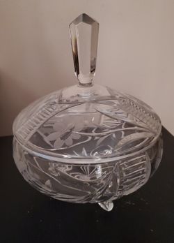 Crystal Lead Glass Vintage Bowl W/Lid