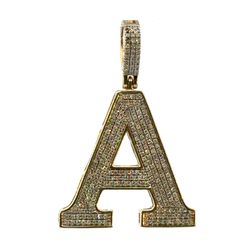 Men’s 10k Yellow Gold 1.5” Inch Diamond Initial A Pendant  For Necklace GP3118681