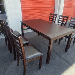 Dark Wood Dining Table Set