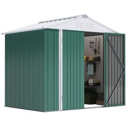 8 ft. W x 6 ft. D Outdoor Storage Metal Shed Utility Patio Shed for Garden and Backyard 48 sq. ft. in Green